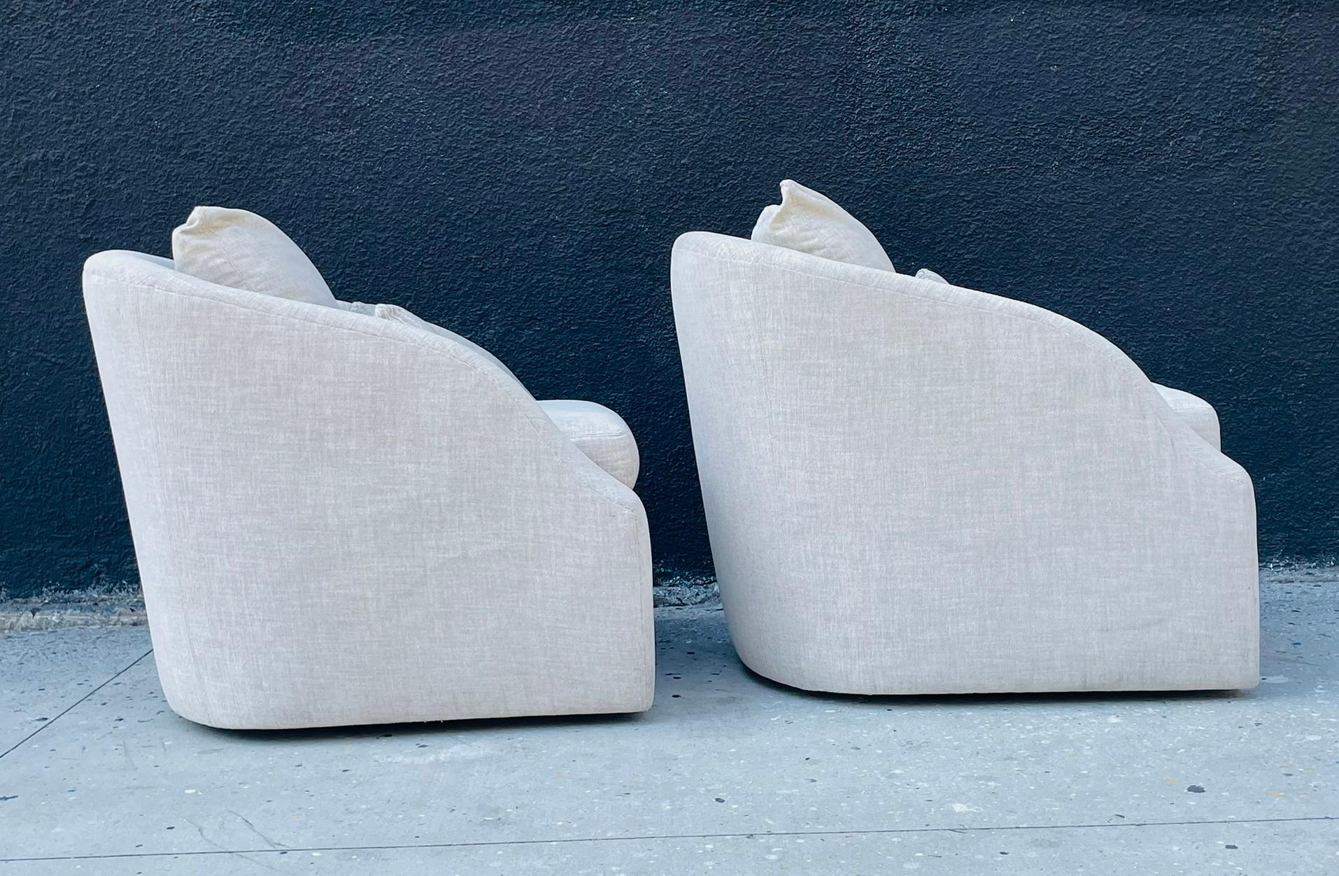 Hand-Crafted Pair of Post Modern Armchairs with a Swivel Base, USA 1990's For Sale