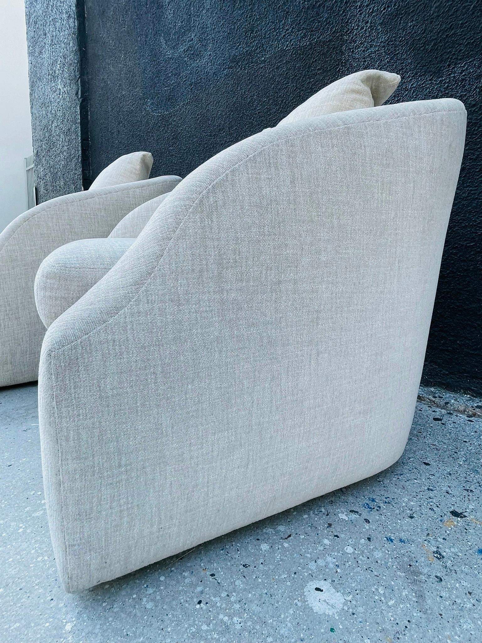 Fabric Pair of Post Modern Armchairs with a Swivel Base, USA 1990's For Sale