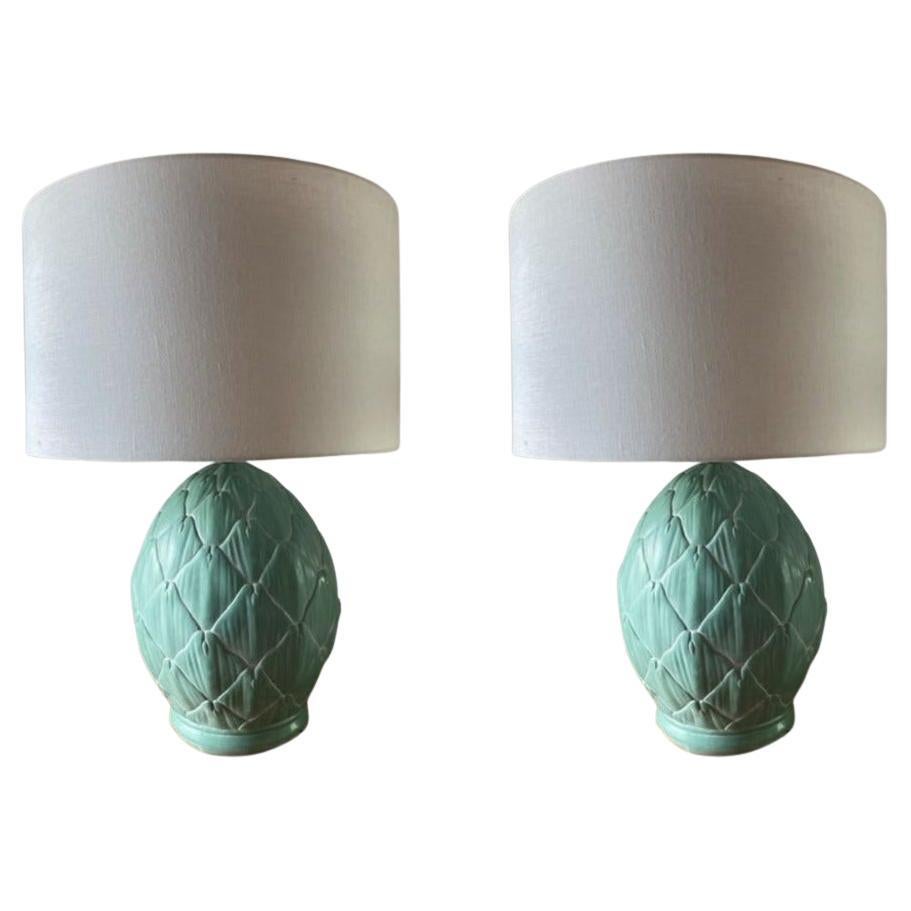 Coppia di lampade da tavolo carciofo postmoderne del 1980