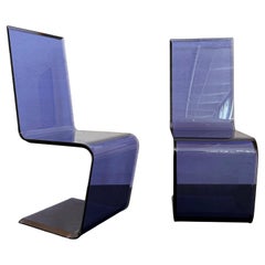 Postmoderne blaue, unsichtbare Lucite-Stühle von Shlomi Haziza für HStudio, Paar