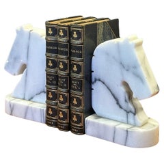 Pair of Post-Modern Carrara Marble Horse Head Bookends
