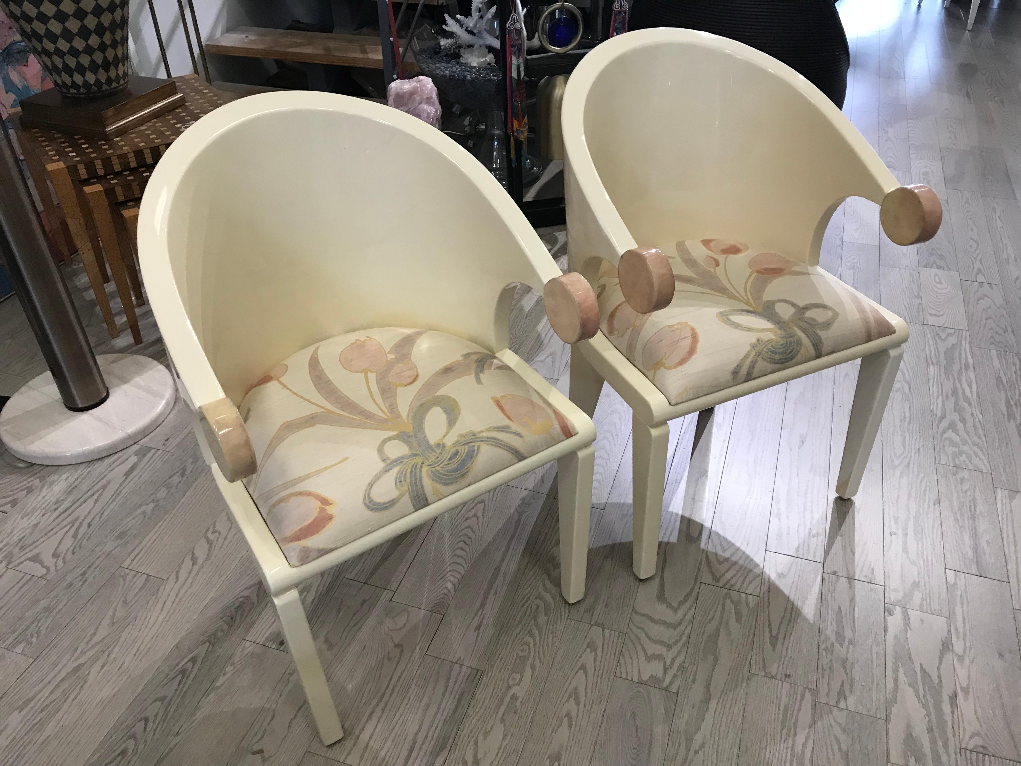 Wood Pair of Post Modern Chairs For Sale