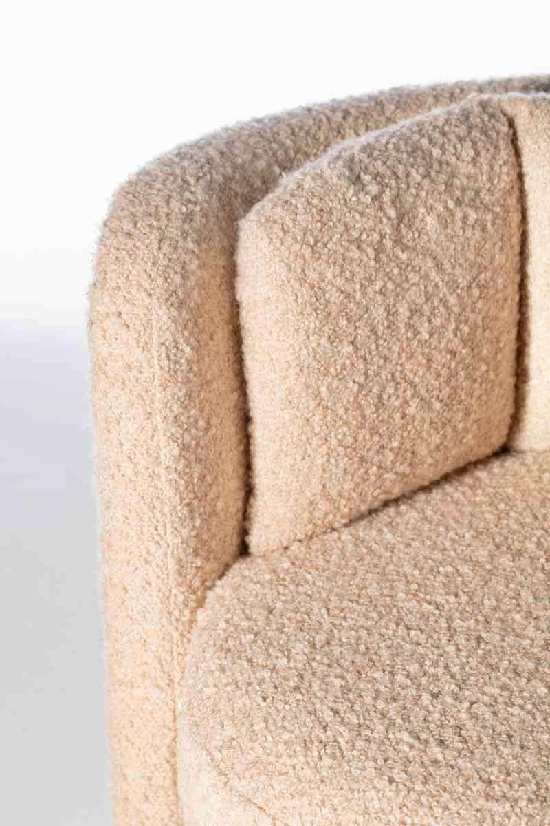 Pair of Post Modern Channeled Swivel Chairs in Blush Pink Bouclé For Sale 9