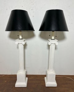 Pair of Post Modern Columnar Plaster Floor Lamps by Bob Graham Circa 1980s