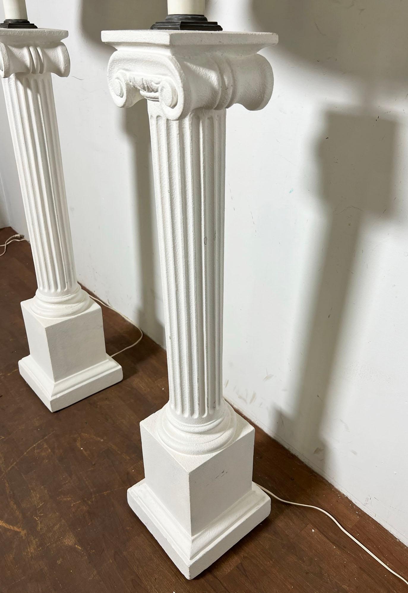 Post-Modern Pair of Post Modern Columnar Plaster Floor Lamps by Bob Graham Circa 1980s For Sale