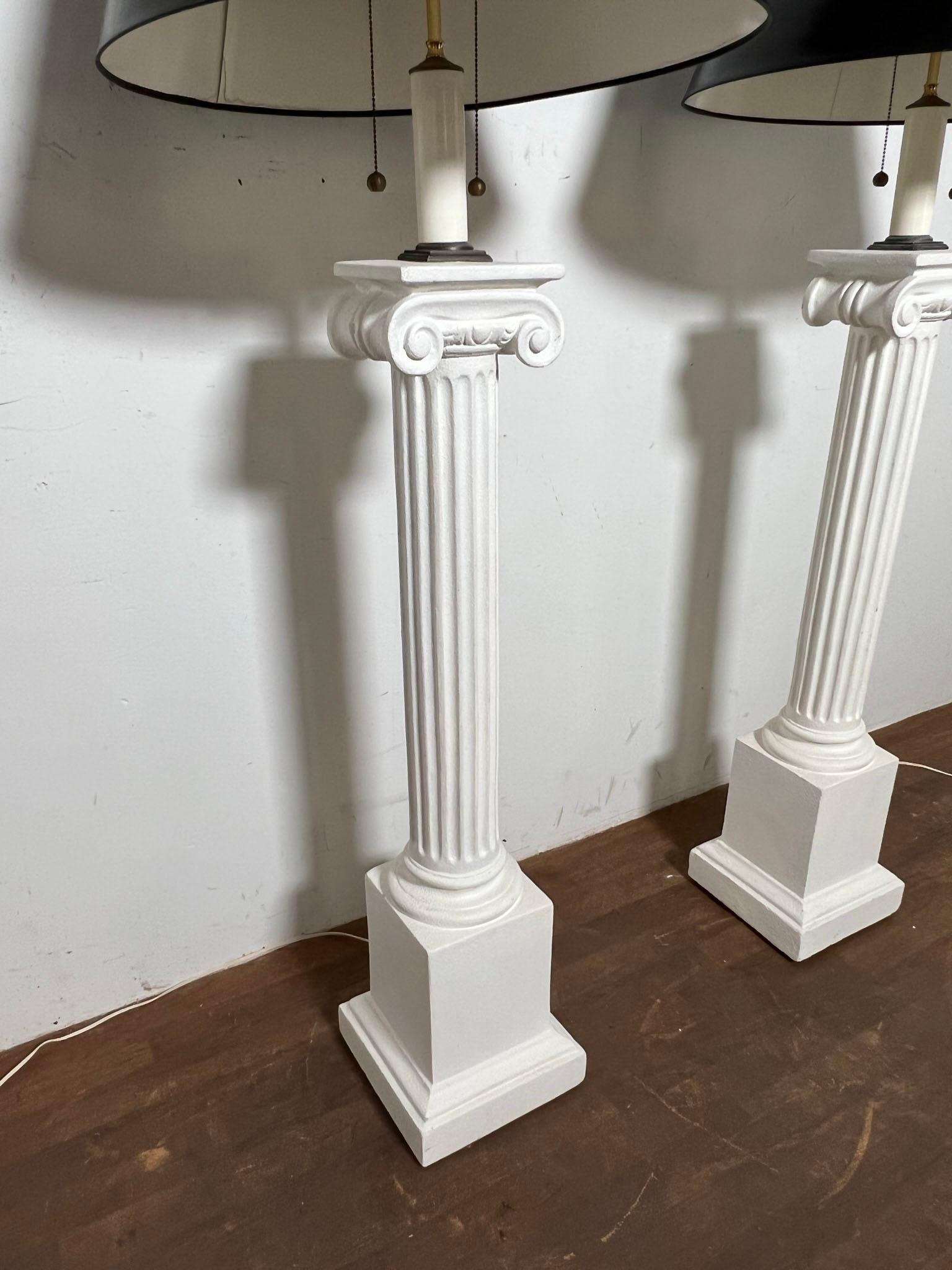 Pair of Post Modern Columnar Plaster Floor Lamps by Bob Graham Circa 1980s For Sale 1