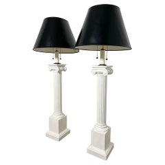 Pair of Post Modern Columnar Plaster Floor Lamps by Bob Graham Circa 1980s