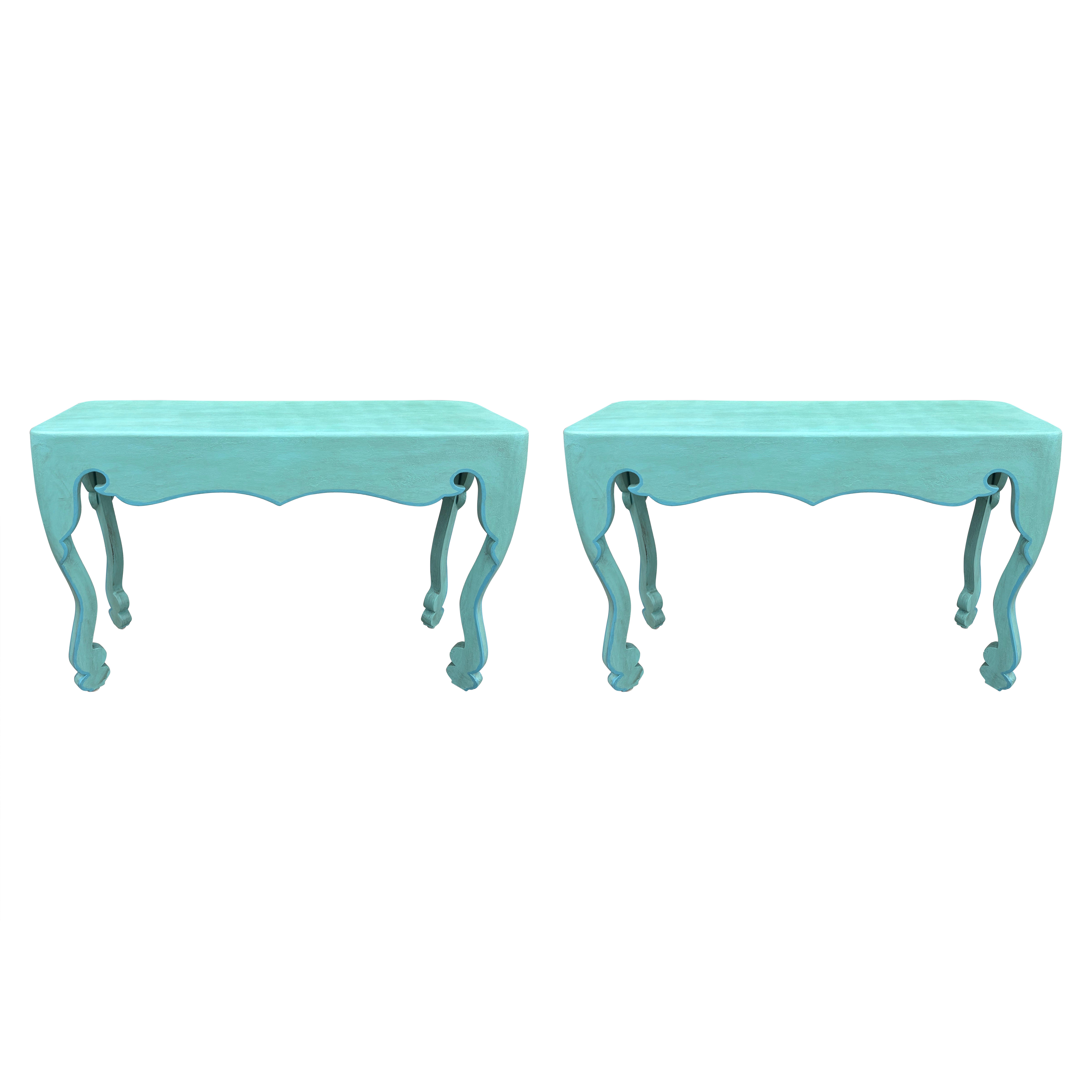 Pair Of Post-Modern Console Tables For Sale