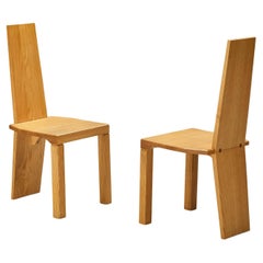Pair of Post-Modern Dining Chairs in Solid Ash Wood