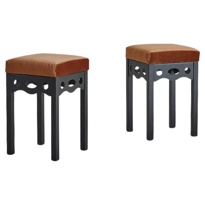 Pair of Post Modern French Accent Stools For Sale