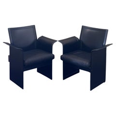 Pair of Post-Modern Italian Leather Armchairs by Tito Agnoli for Sintesi  NOS