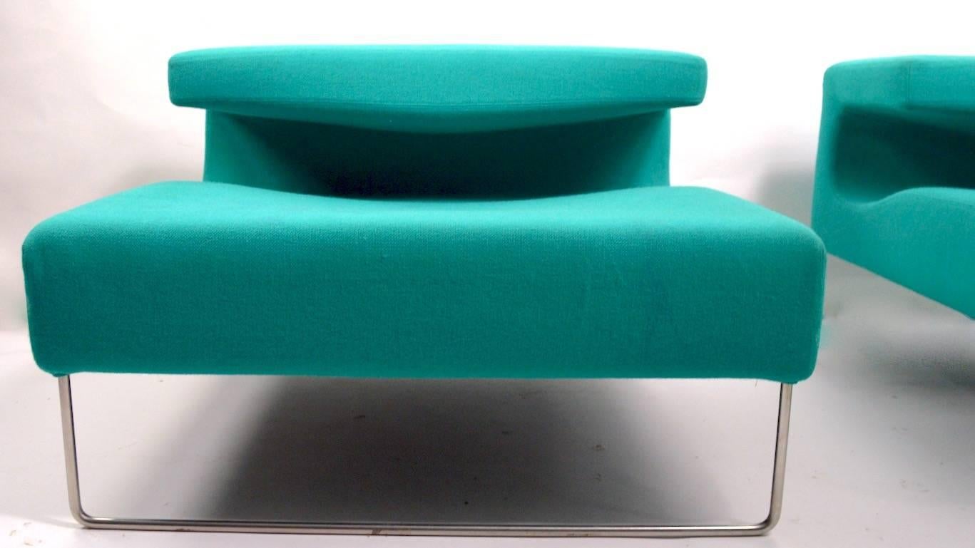 Upholstery Pair of Postmodern Italian Lounge Chairs