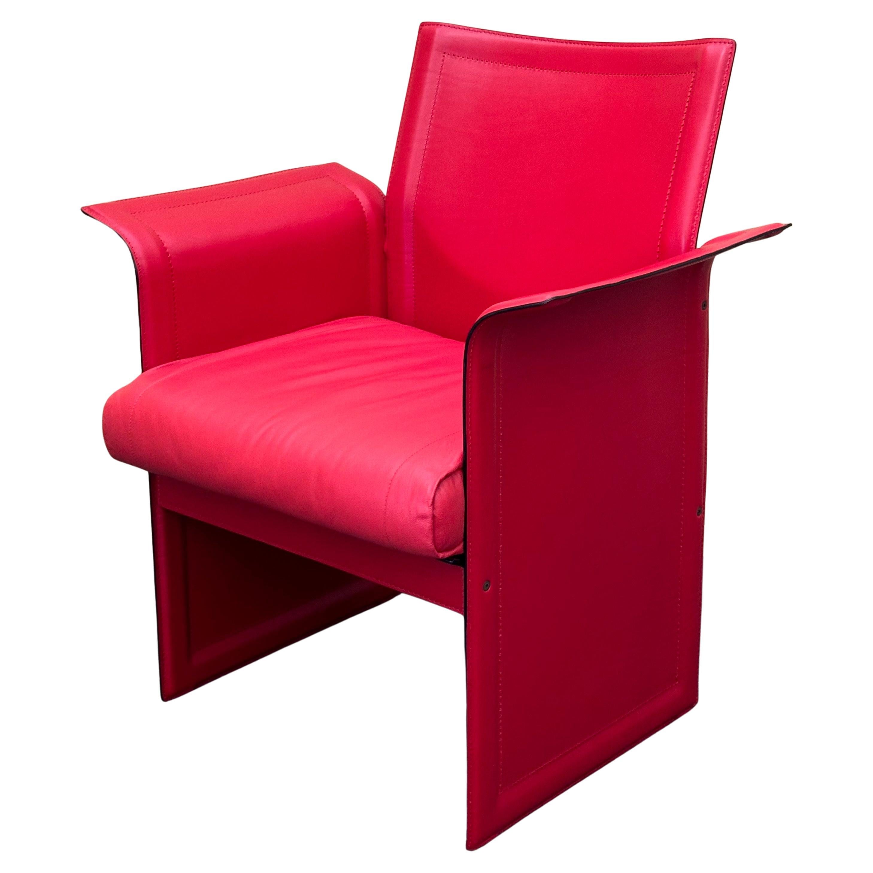 20ième siècle Paire de fauteuils italiens post-modernes en cuir rouge de Tito Agnoli pour Sintesi en vente