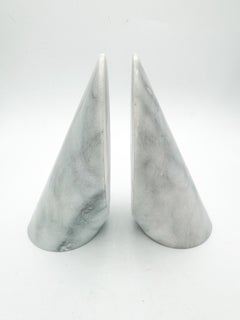 Pair of  Post Modern Italian White Marble Bookends, 1970s