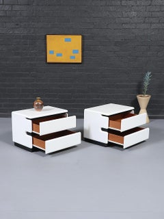 Pair of Post Modern Lacquered Night Stands by Roger Rougier