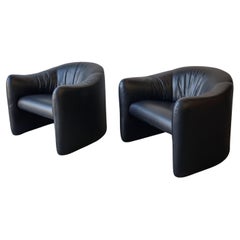 Pair of Post Modern Leather Lounge Chairs by Metro