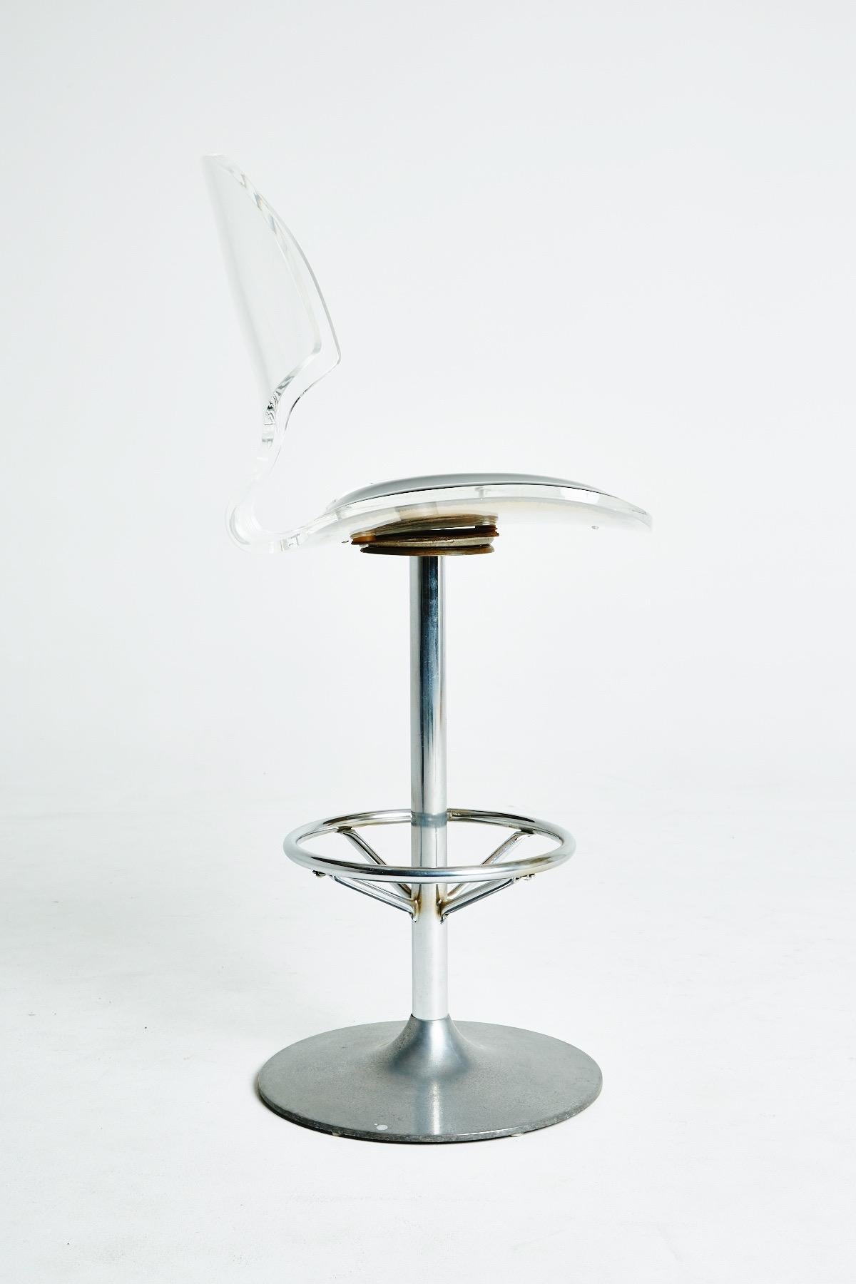 American Pair of Post-Modern Lucite Barstools by Hill Mfg, circa 1980 For Sale