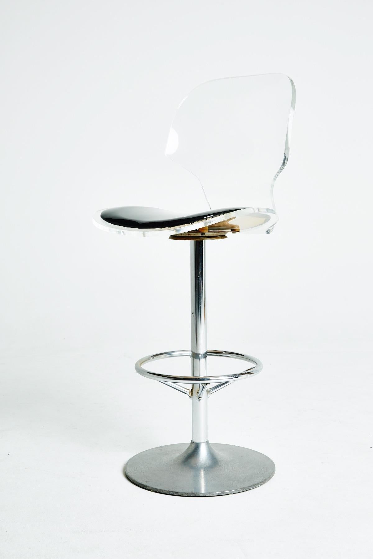Pair of Post-Modern Lucite Barstools by Hill Mfg, circa 1980 For Sale 2