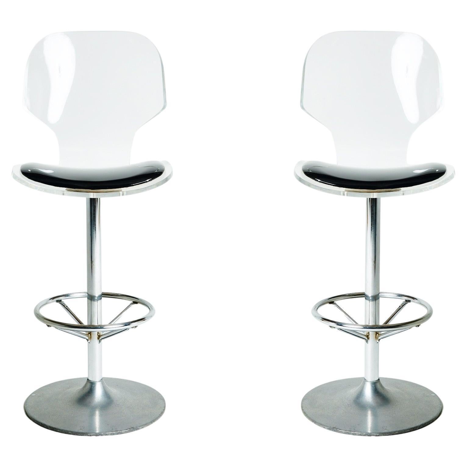 Pair of Post-Modern Lucite Barstools by Hill Mfg, circa 1980