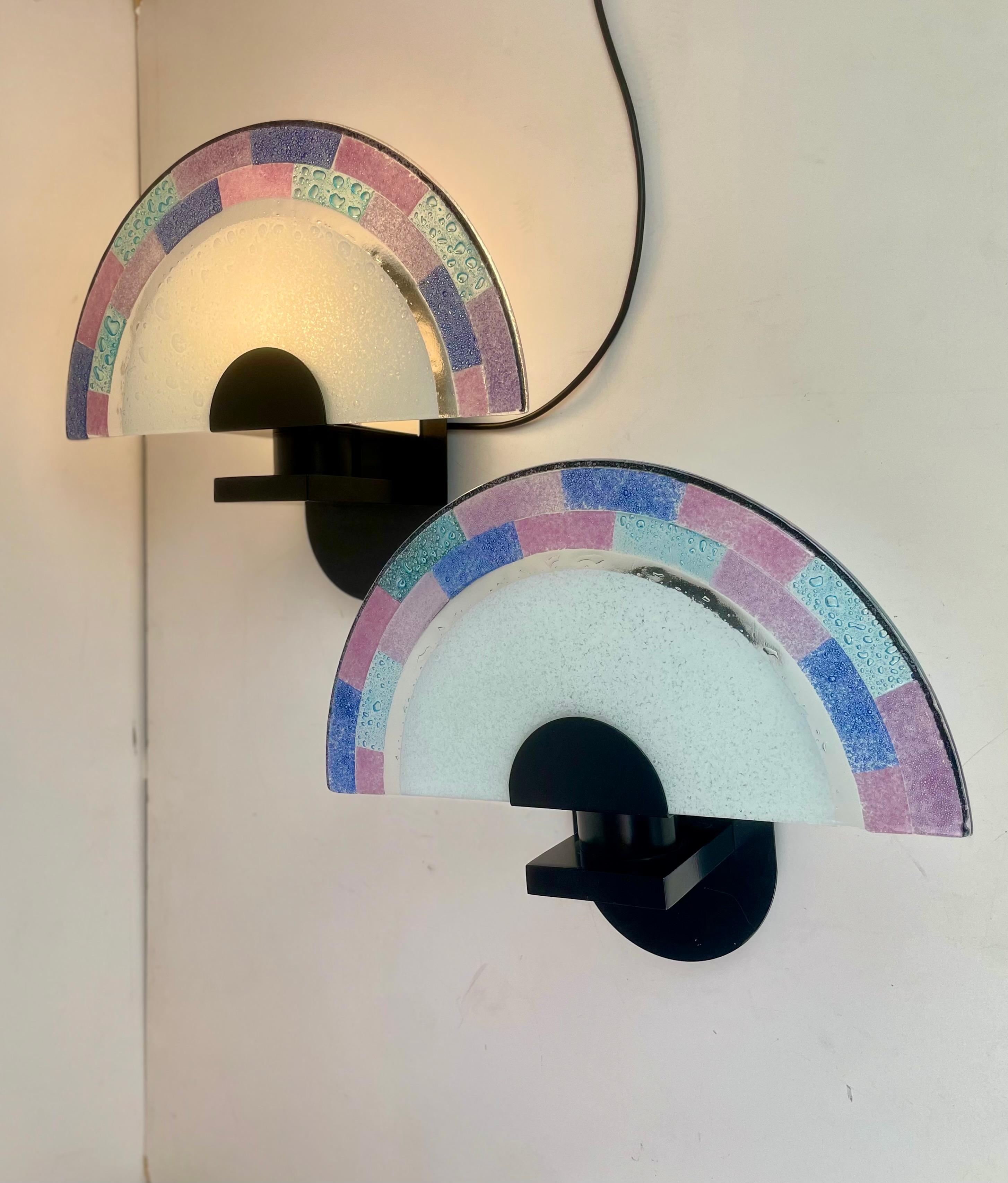 Pareja de apliques de Murano postmodernos de Zonca, años 80 en venta 3
