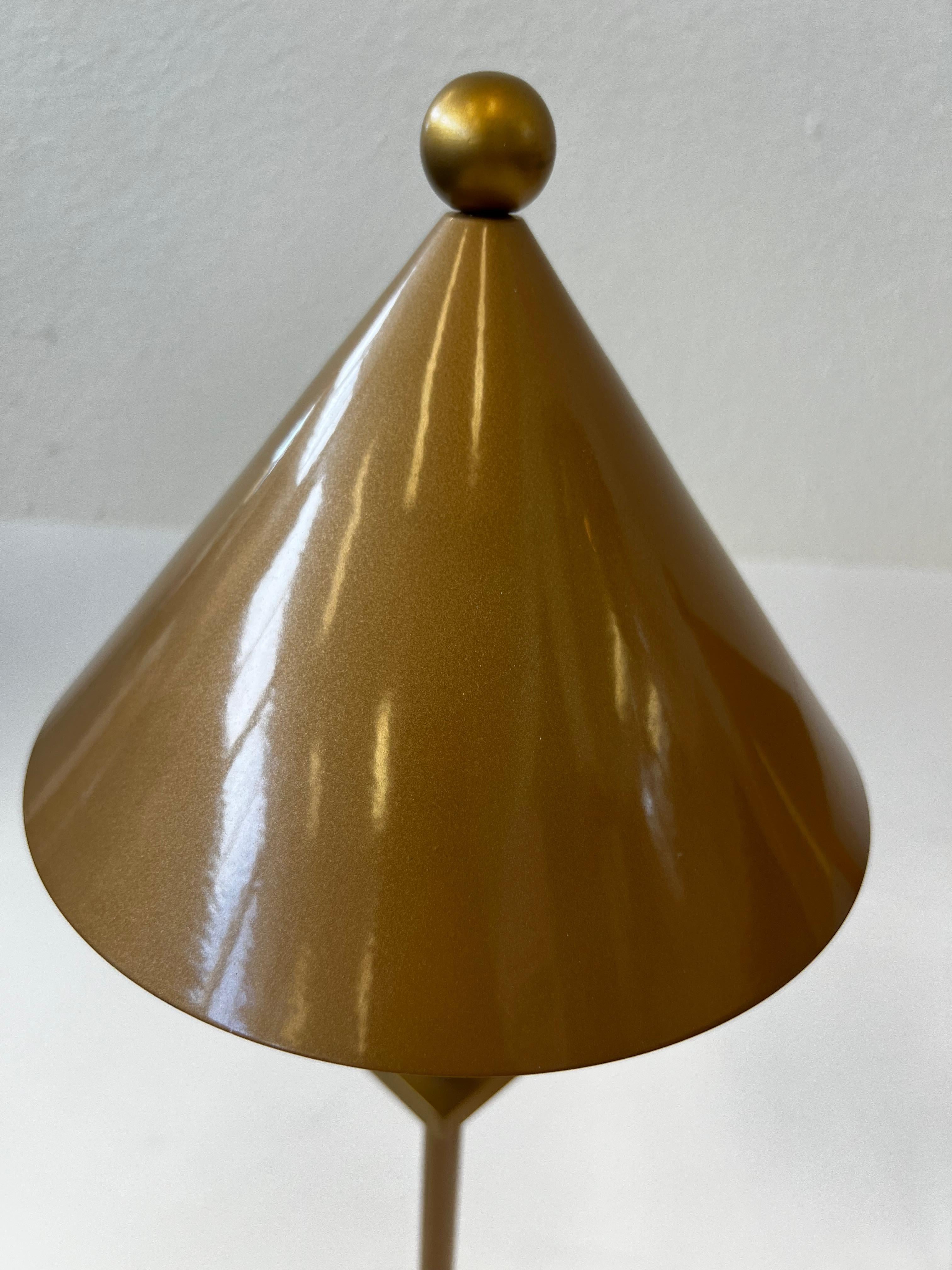 Powder-Coated Pair of Post Modern Mustard Gold Table Lamps by Robert Sonneman