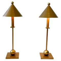 Pair of Post Modern Mustard Gold Table Lamps by Robert Sonneman
