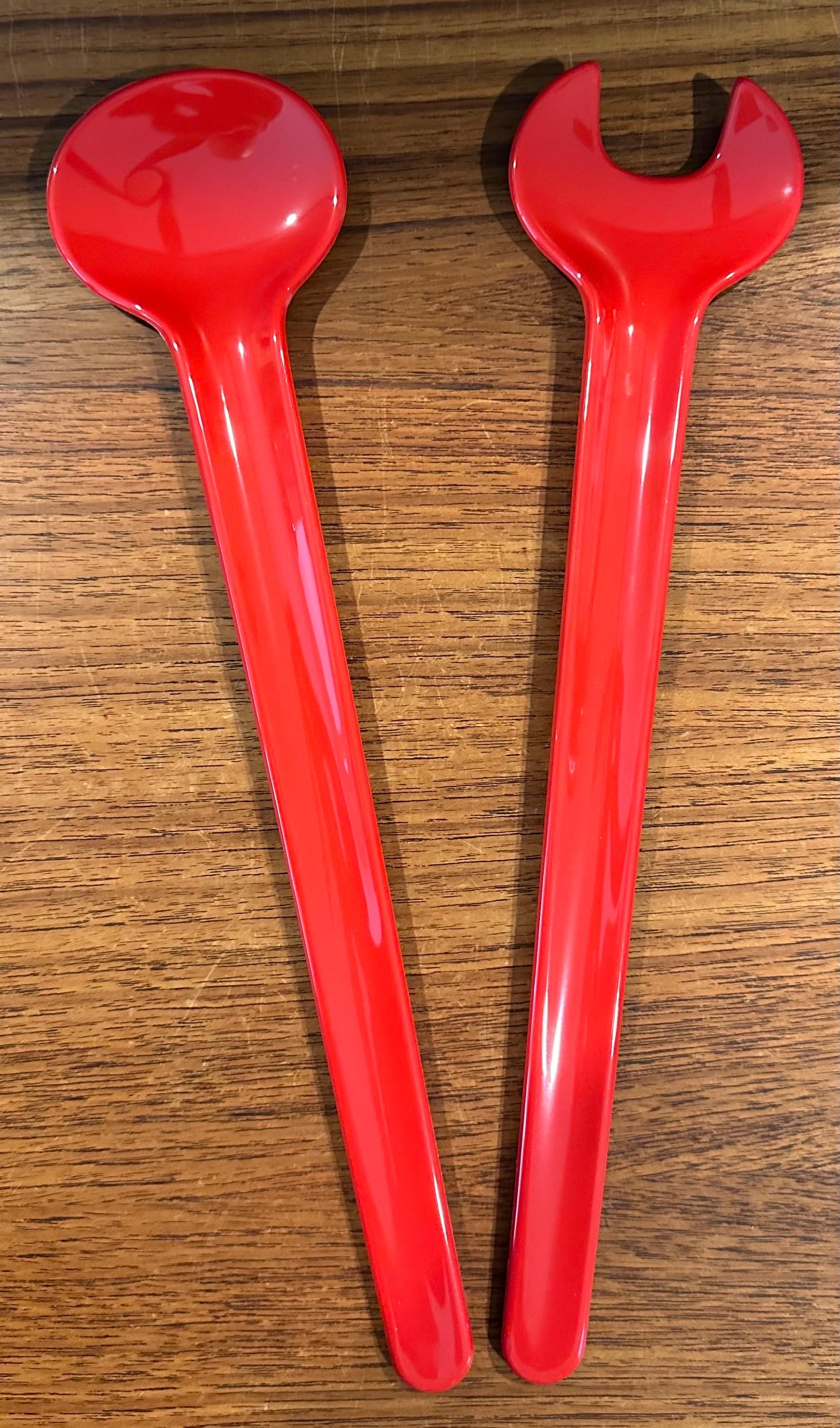 Pair of Post-Modern Salad Servers by Erik Magnussen for Stelton of Denmark, NOS For Sale 4