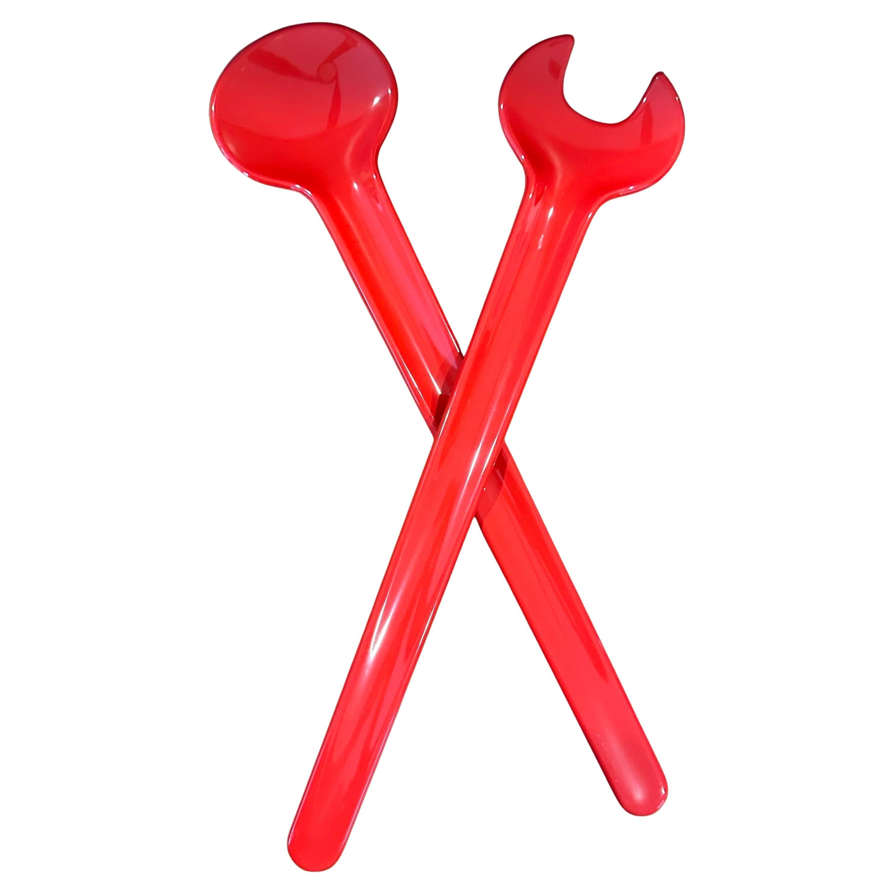 Danish Pair of Post-Modern Salad Servers by Erik Magnussen for Stelton of Denmark, NOS For Sale
