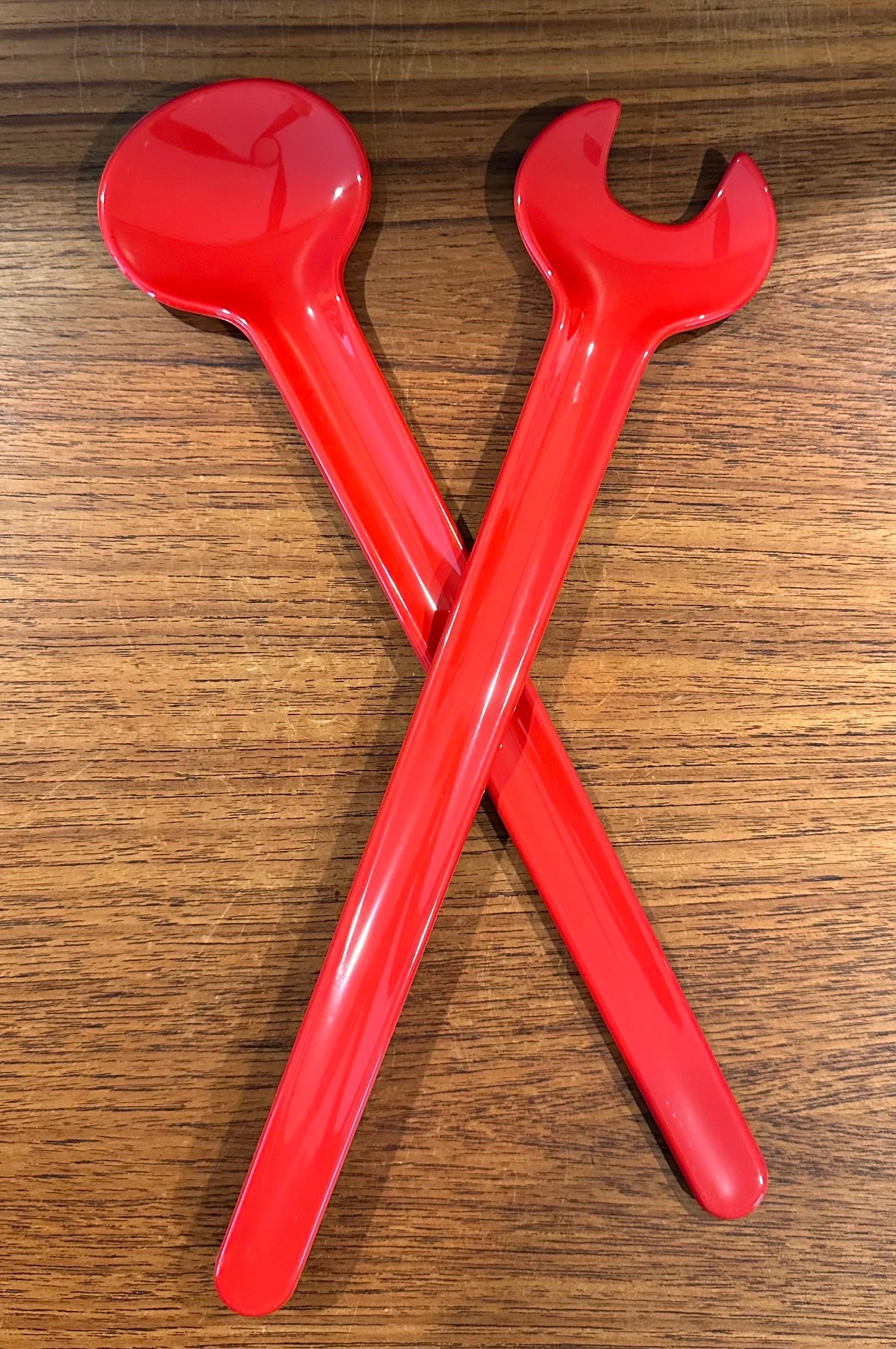 Pair of Post-Modern Salad Servers by Erik Magnussen for Stelton of Denmark, NOS For Sale 3