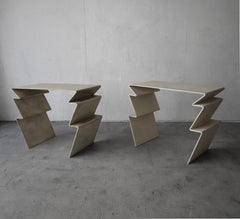 Pair of Post Modern Sculptural Zig Zag Tables