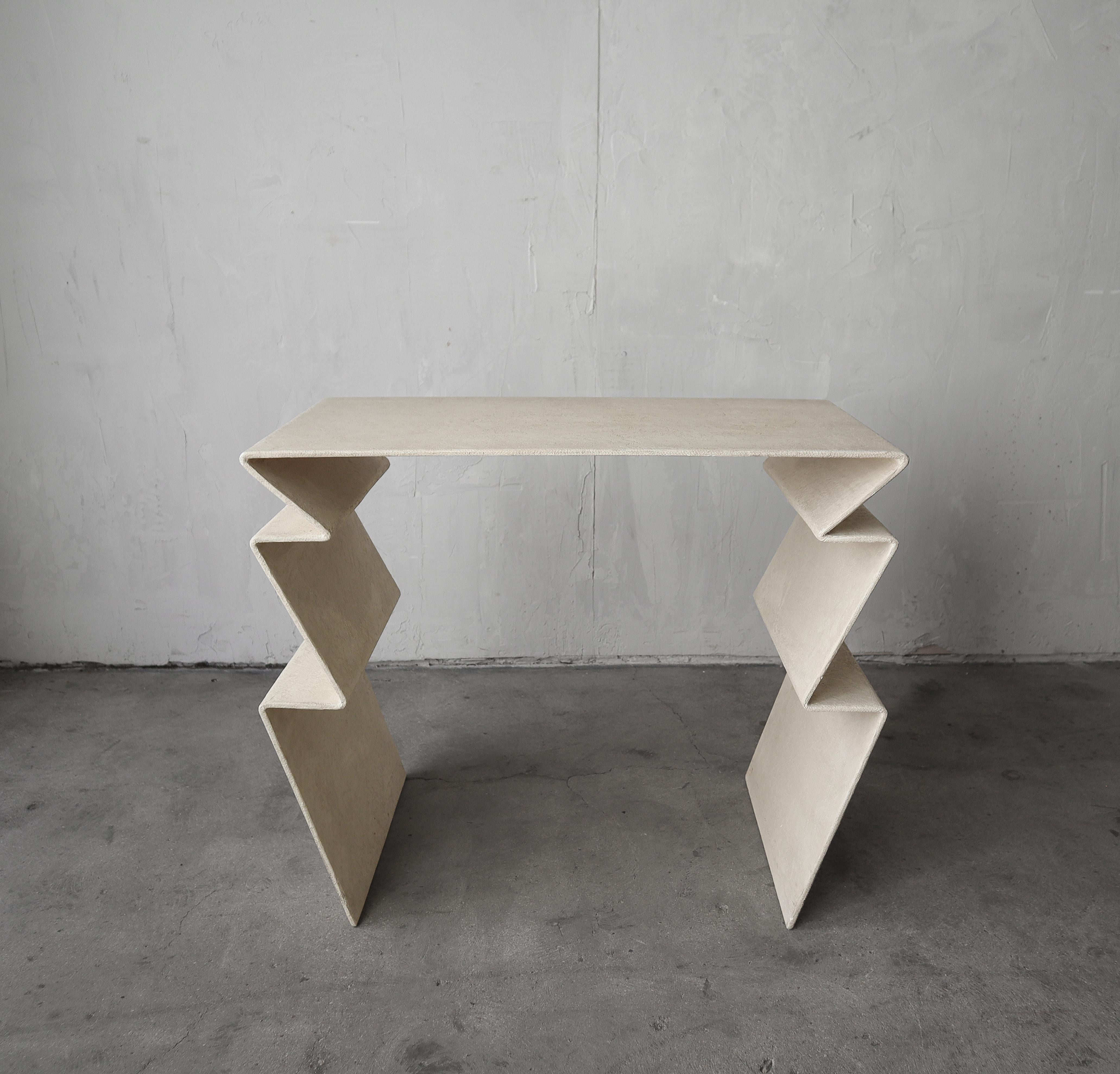 Pair of Post Modern Sculptural Zig Zag Tables For Sale 1