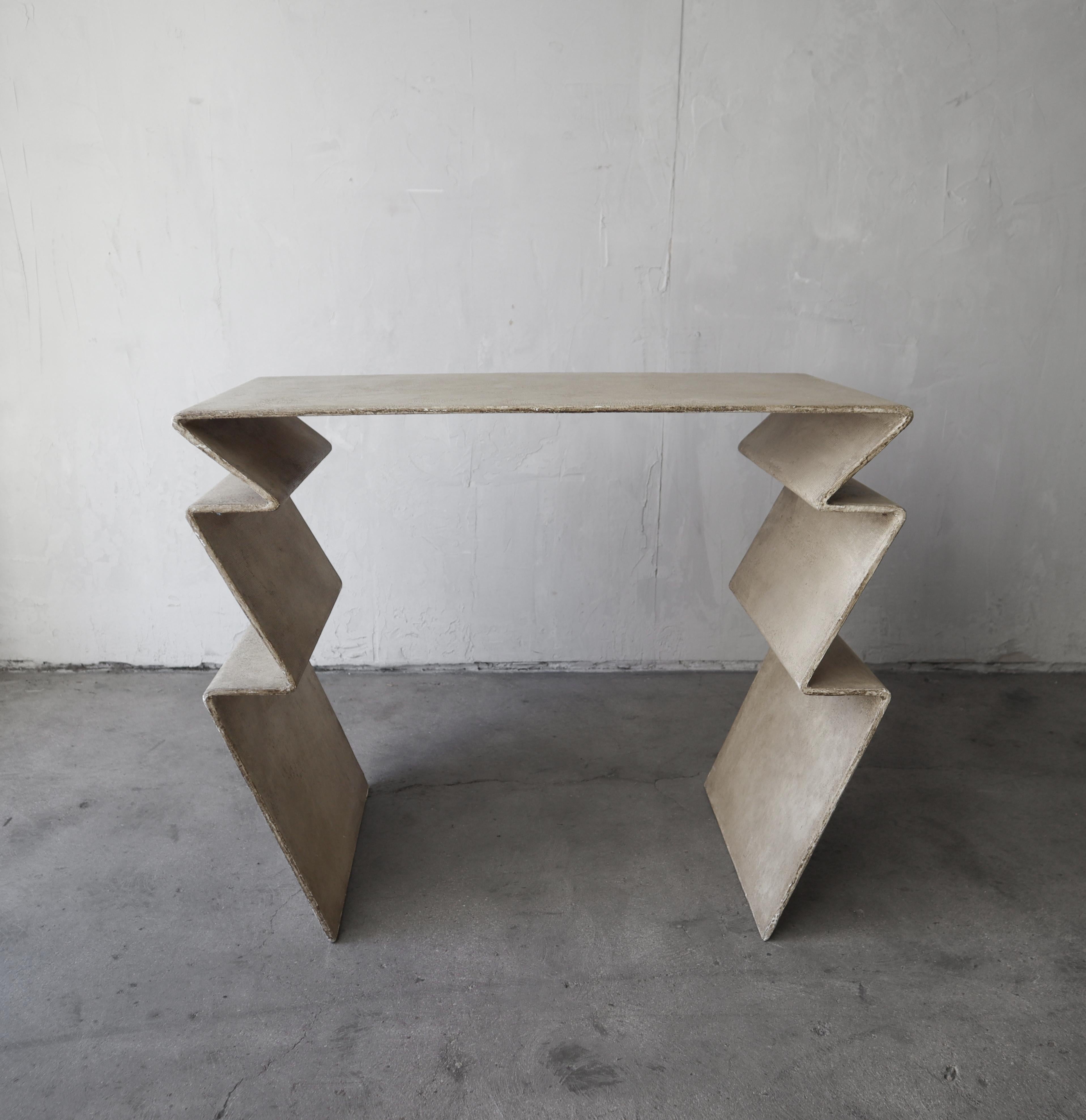 Pair of Post Modern Sculptural Zig Zag Tables For Sale 2