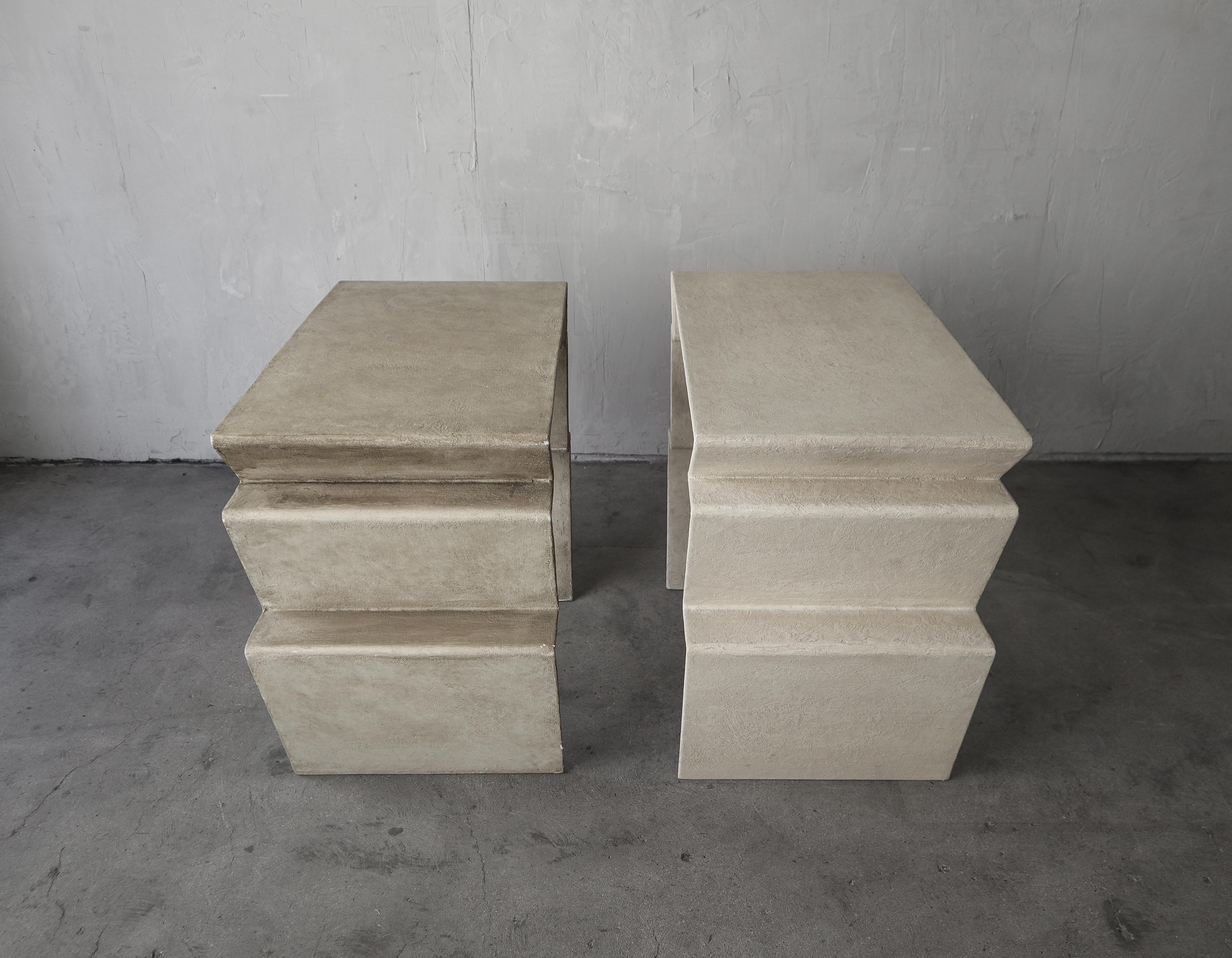 Pair of Post Modern Sculptural Zig Zag Tables For Sale 3