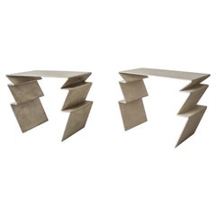 Retro Pair of Post Modern Sculptural Zig Zag Tables