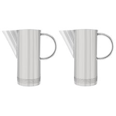 Pair of Post Modern Silverplate Water Pitchers by Richard Meier for Swid Powell