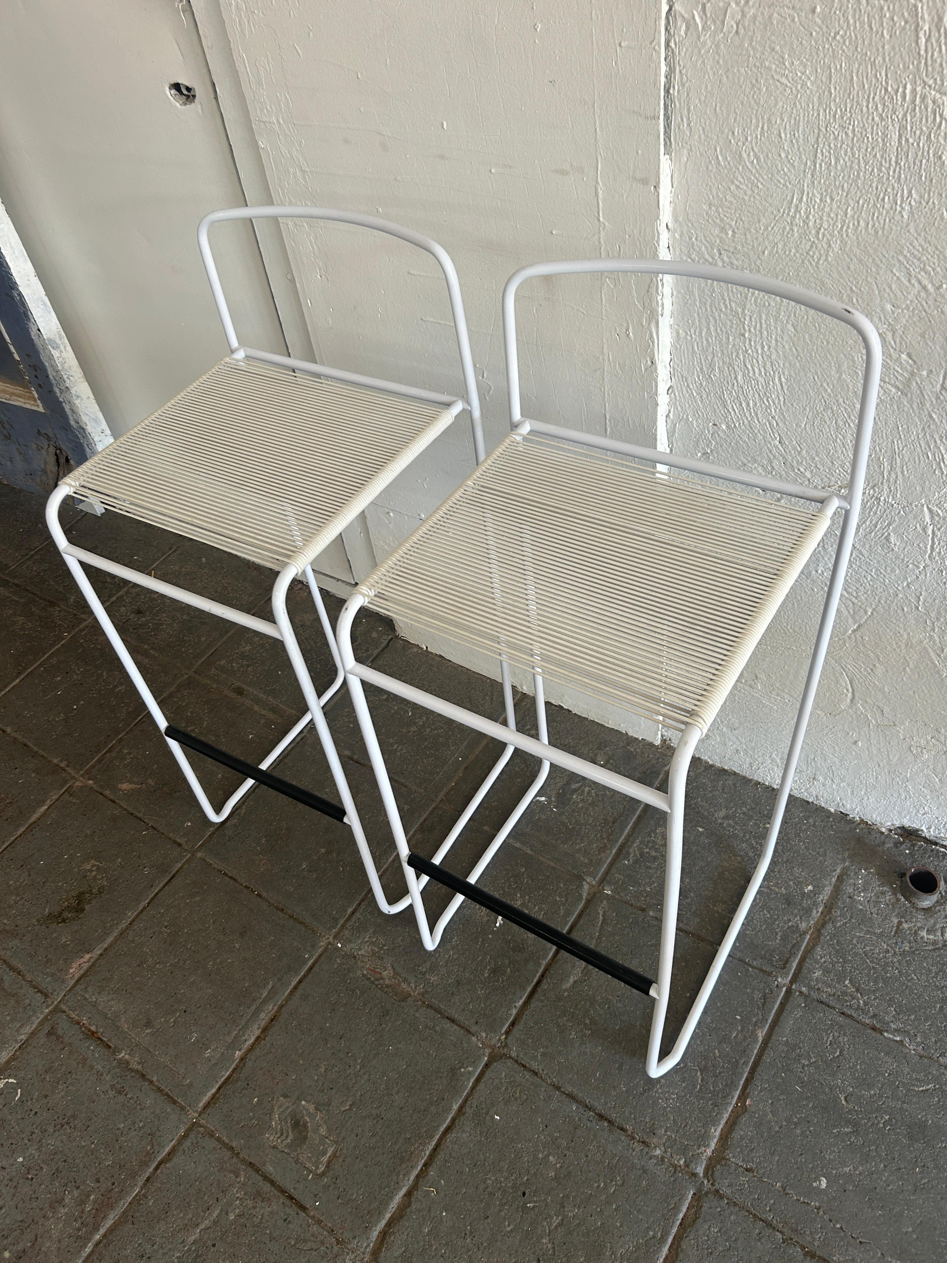 Post-Modern Pair of Post Modern Stools White Made in Italy For Sale
