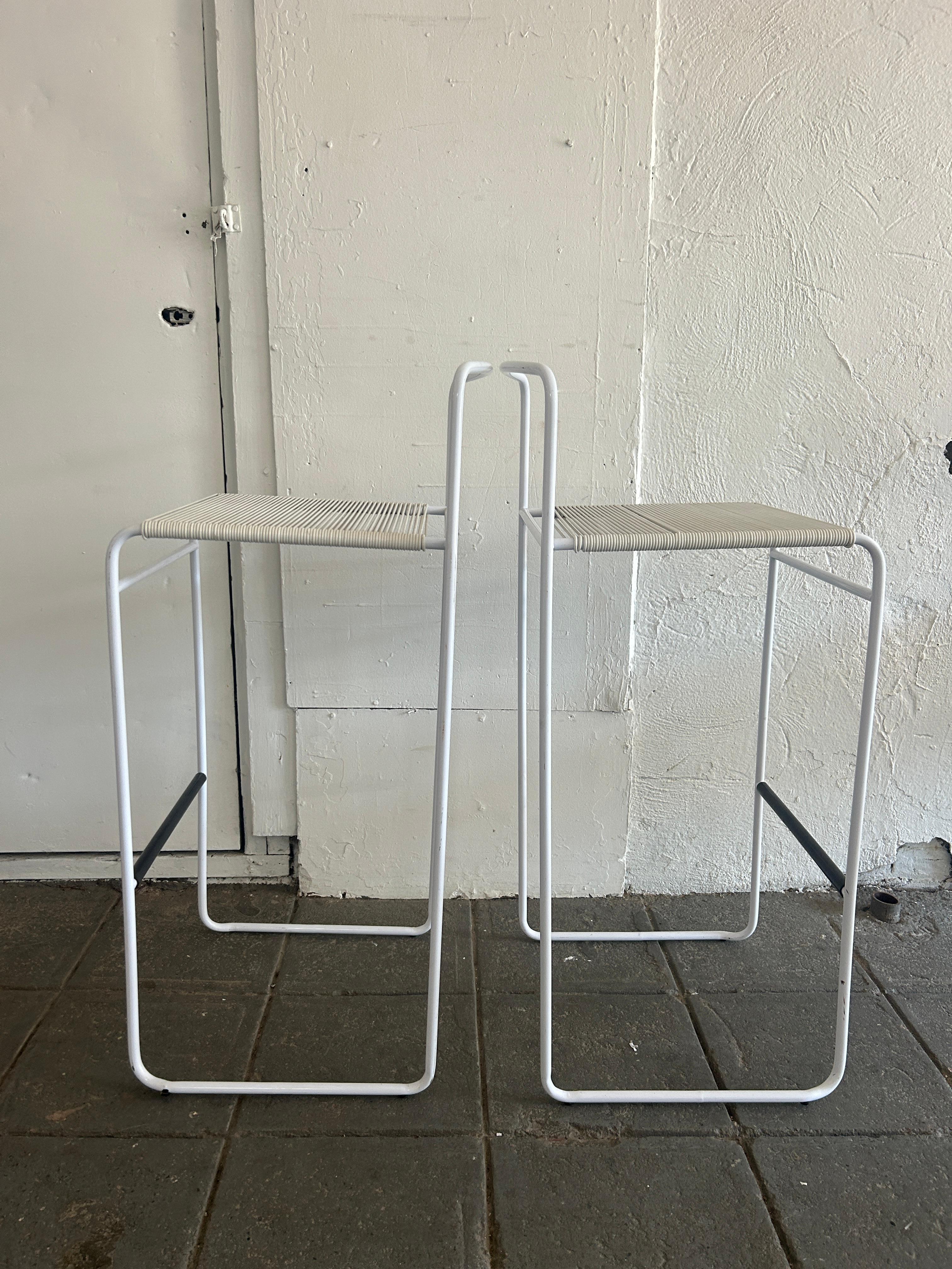 Italian Pair of Post Modern Stools White Made in Italy For Sale