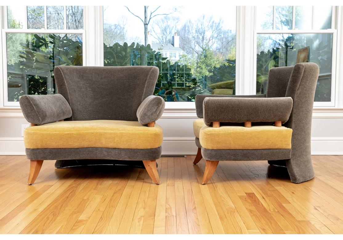 Pair of Post Modern Style Mohair Lounge Chairs For Sale 3