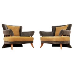 Pair of Post Modern Style Mohair Lounge Chairs