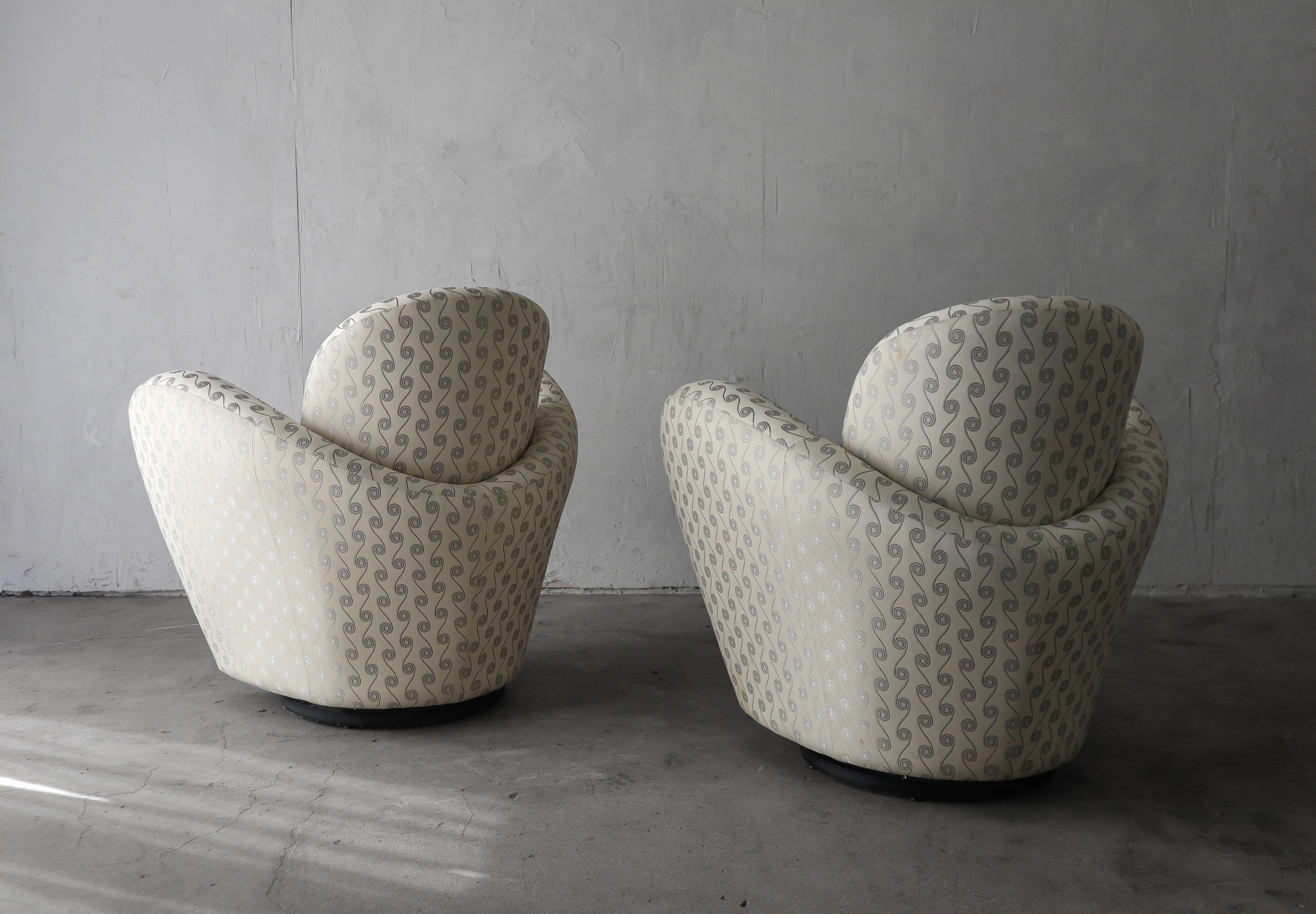 Pair of Post Modern Swivel Chairs by Michael Wolk In Good Condition For Sale In Las Vegas, NV