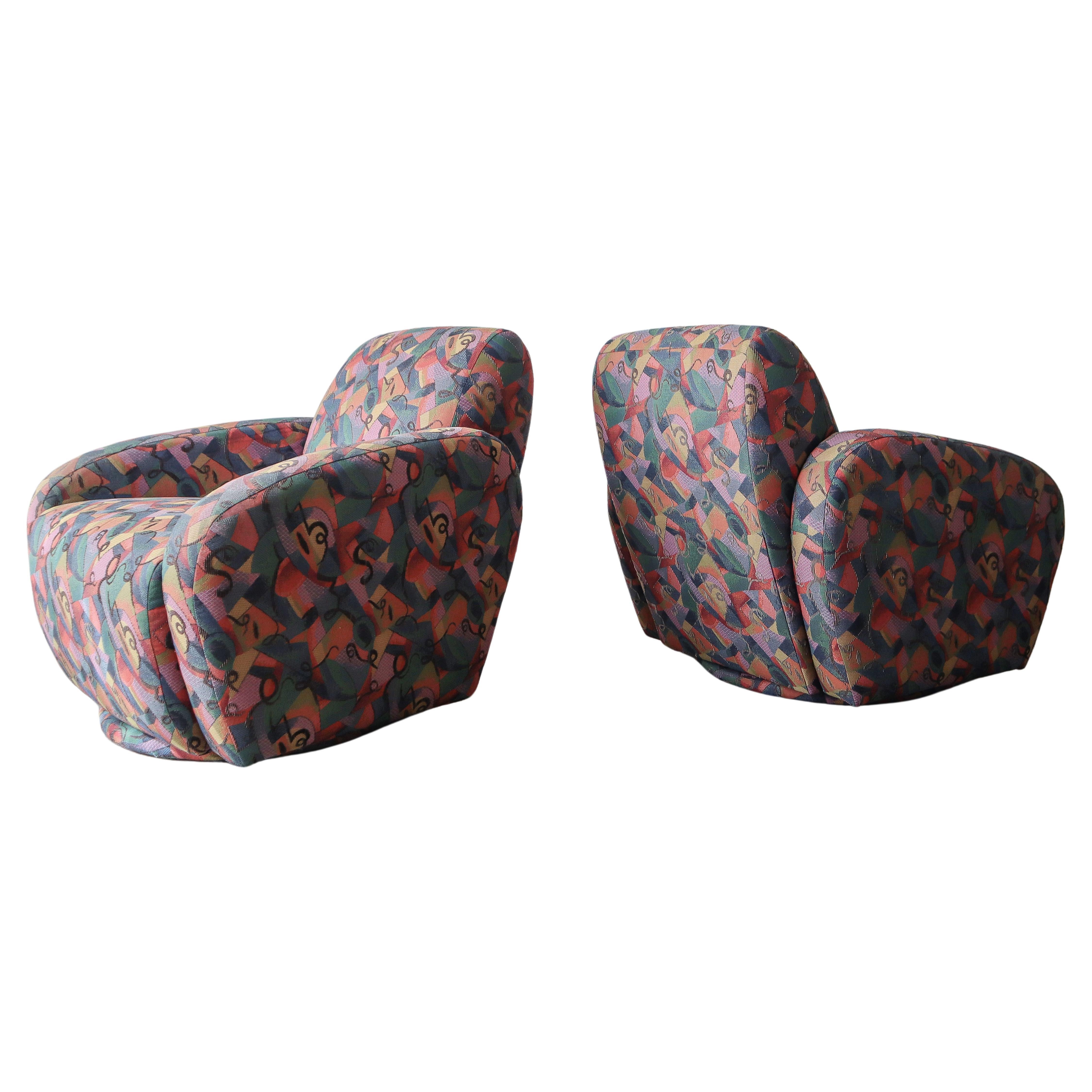 Pair of Post Modern Swivel Chairs by Preview For Sale
