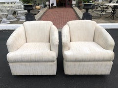 Pair of Post Modern Swivel Chairs in White