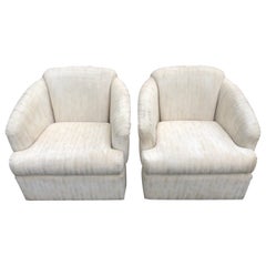 Pair of Post Modern Swivel Chairs in White