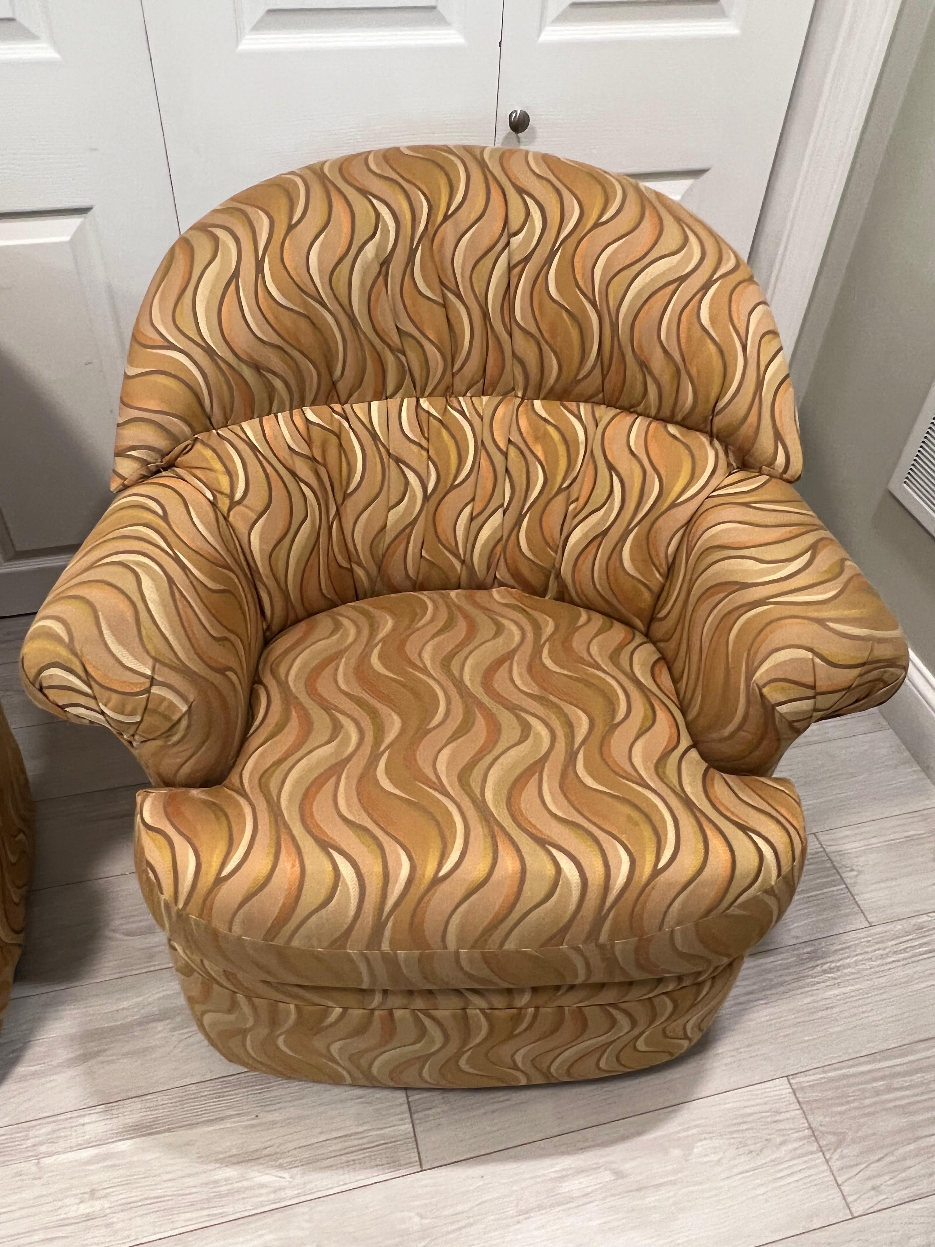 Late 20th Century Pair of Post Modern Swivel Club Chairs