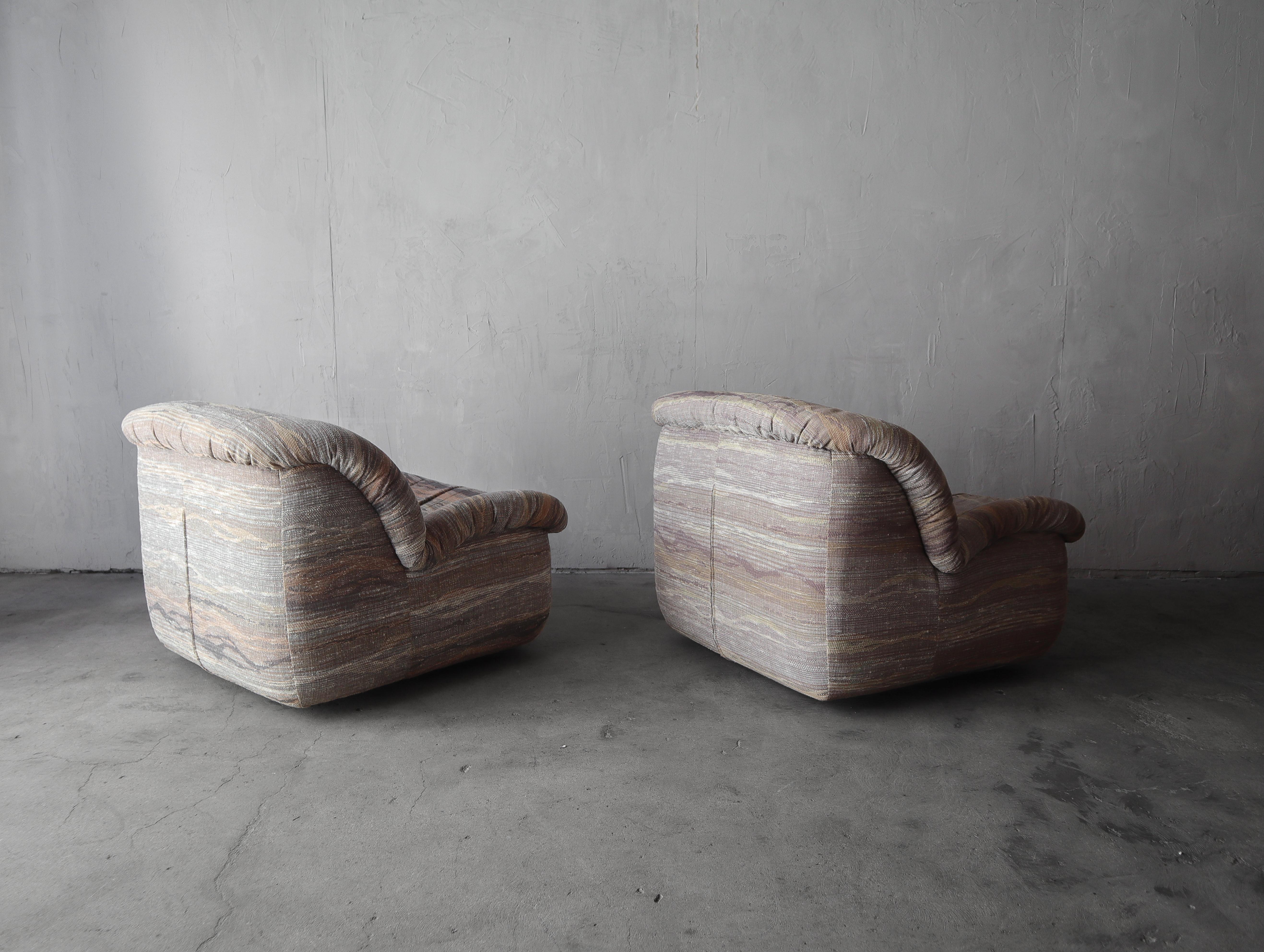 20th Century Pair of Post Modern Swivel Slipper Chairs
