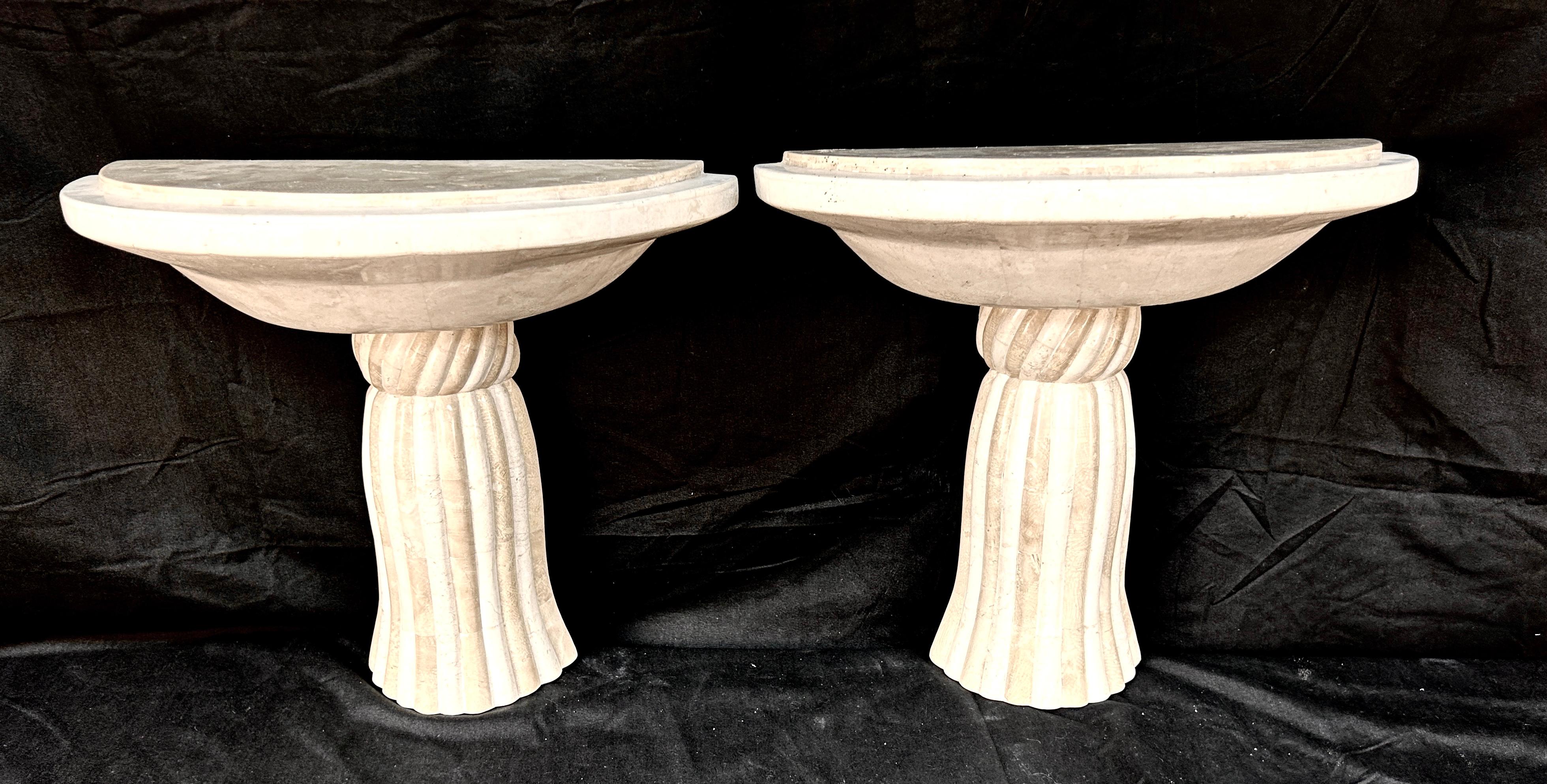 Pair Of Post-Modern Tessellated Stone Wall Brackets For Sale 8