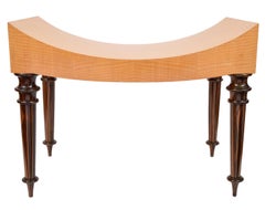 Pair of Postmodern Tiger Maple Benches on Inlaid Rosewood Legs by Todd Granzow