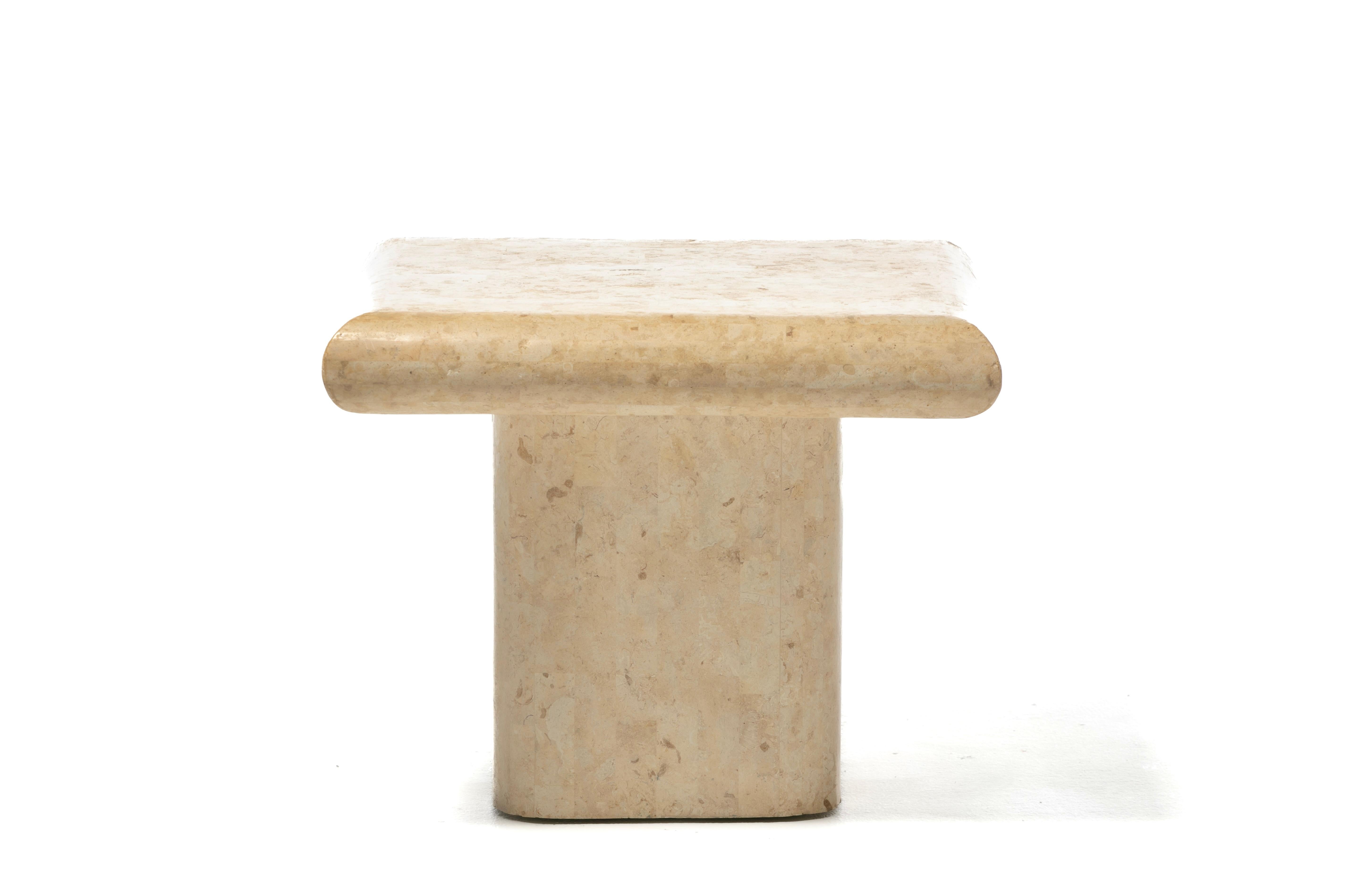 Post-Modern Pair of Post Modern Travertine End Tables, circa 1980s For Sale