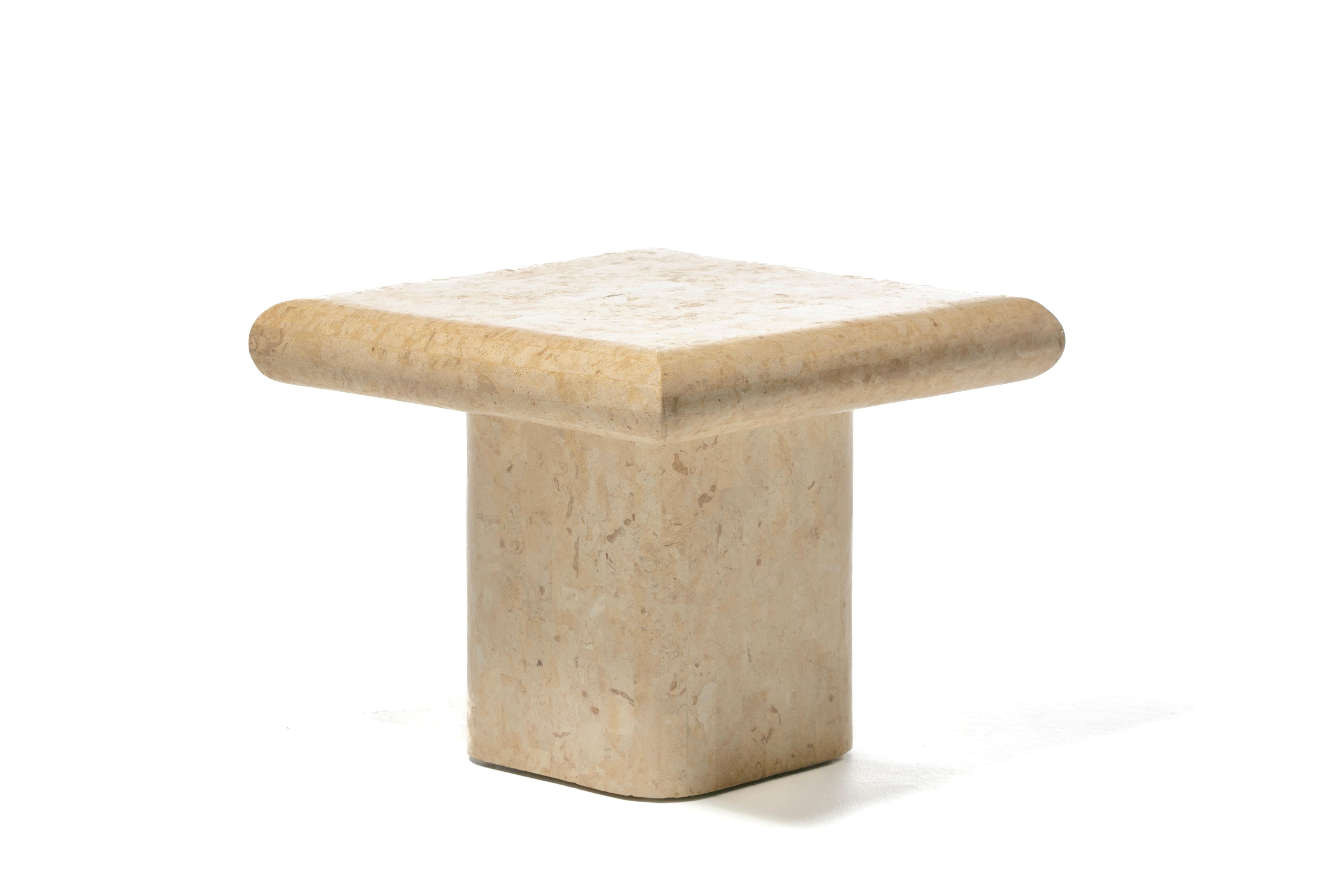 Philippine Pair of Post Modern Travertine End Tables, circa 1980s