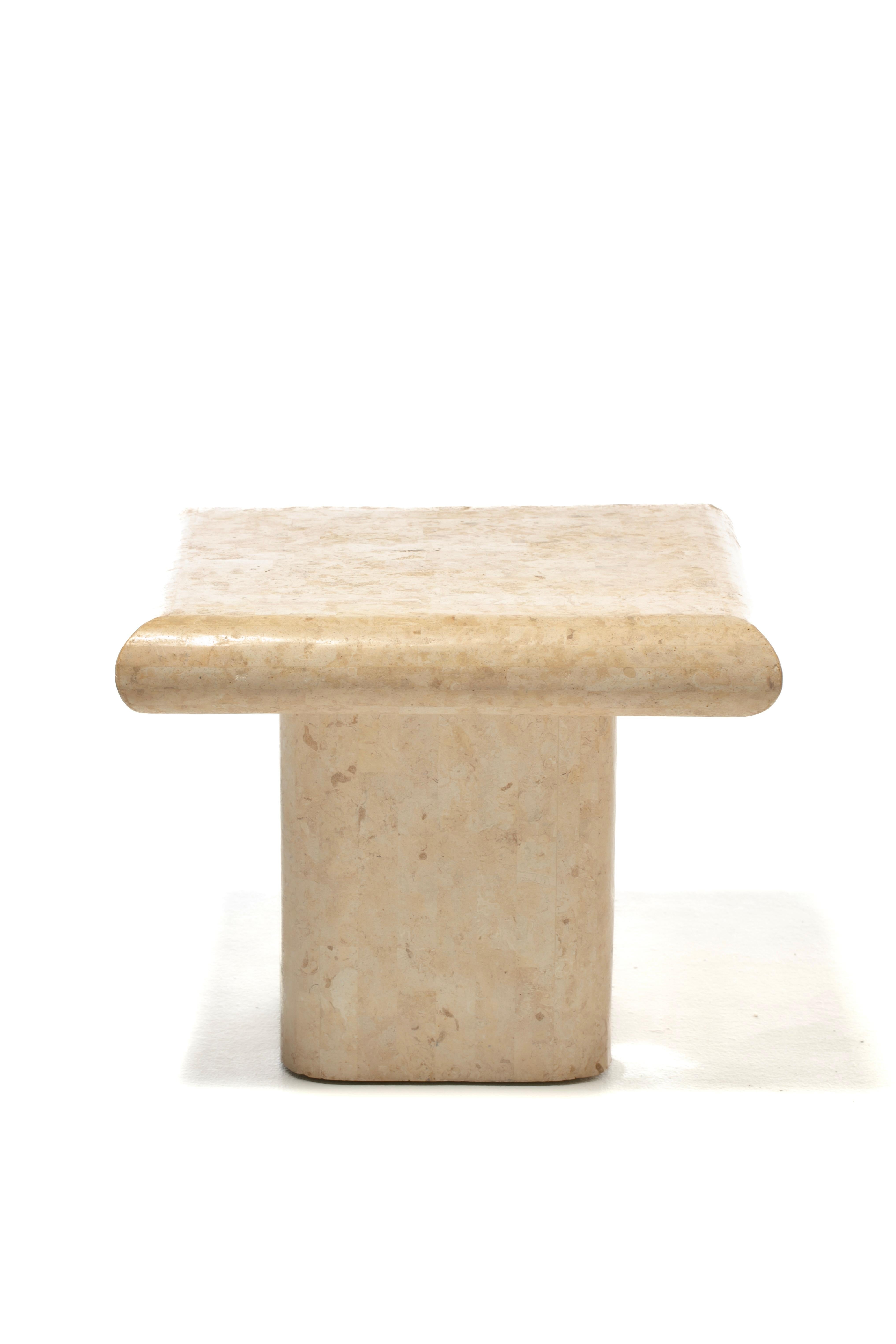 Pair of Post Modern Travertine End Tables, circa 1980s In Good Condition For Sale In Saint Louis, MO